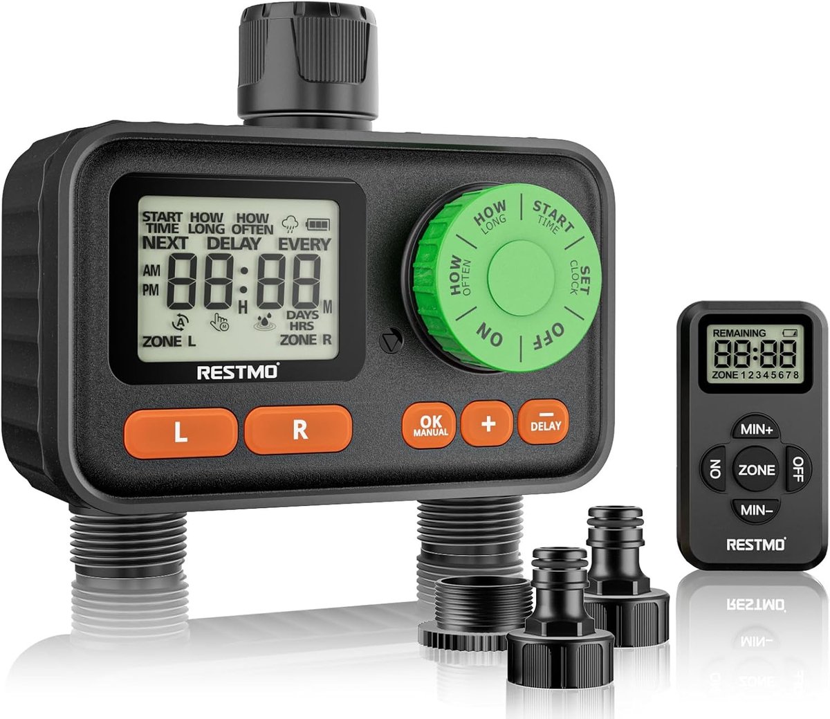 Water Timer Afstandsbediening - Automatische Sproeier - Tuin Bewatering - Twee Stopcontacten - 11.2cm Hoog - Zwart