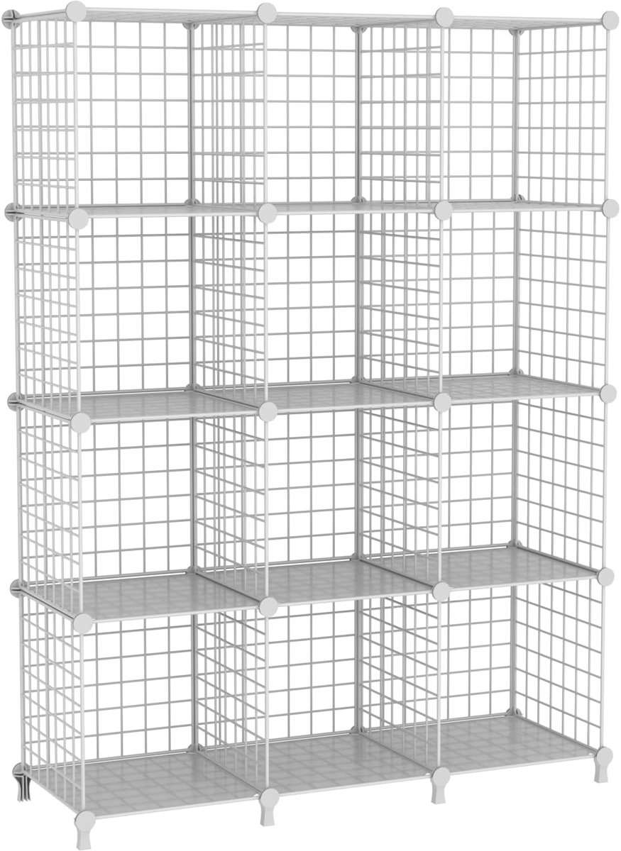 Opbergplank Kubussen - Modulair Rek - Ruimte Organiseren - Zelf te Monteren - 125cm Hoog - Wit