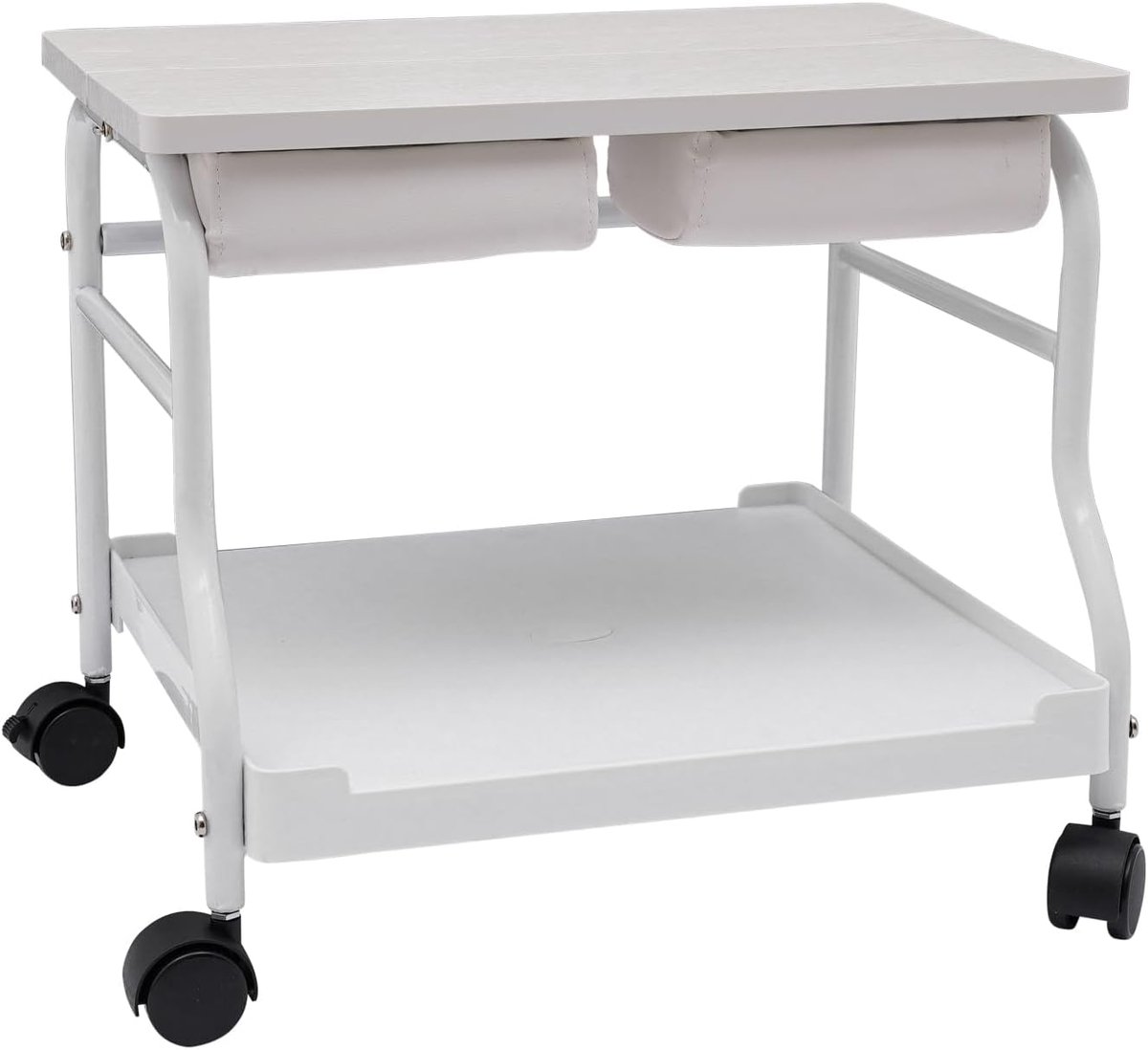 Opvouwbare Voetenbank - Pedicure Trolley - Salon Thuisgebruik - Mobiel Compact Design - 50x42x47 cm - Wit Koffie
