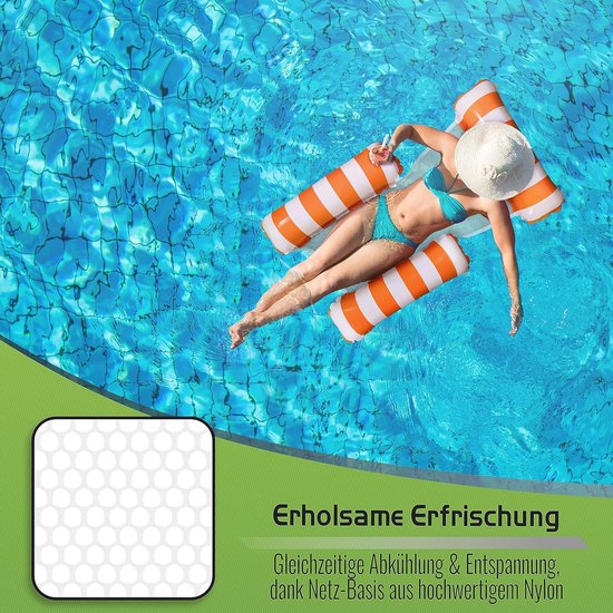 Luchtmatras Zwembad - Zwemstoel Waterstoel - Relaxen in Water - Extra Brede Zit - 150 kg Capaciteit - Oranje van Merkloos — afbeelding 5