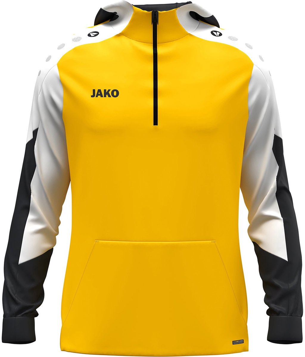 Jako Dynamic Hooded Half Zip Kinderen - Geel / Wit / Zwart | Maat: 164