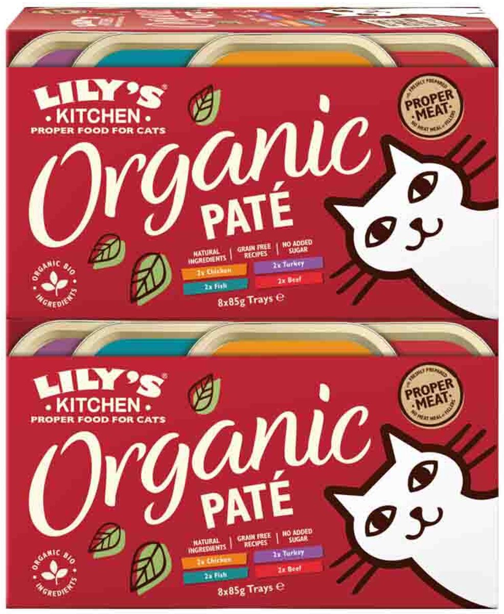 Lily's Kitchen Lily's Kitchen Kattenvoer Nat Organic Paté Multipack - 2 x 8x85 gr - Voordeelverpakking