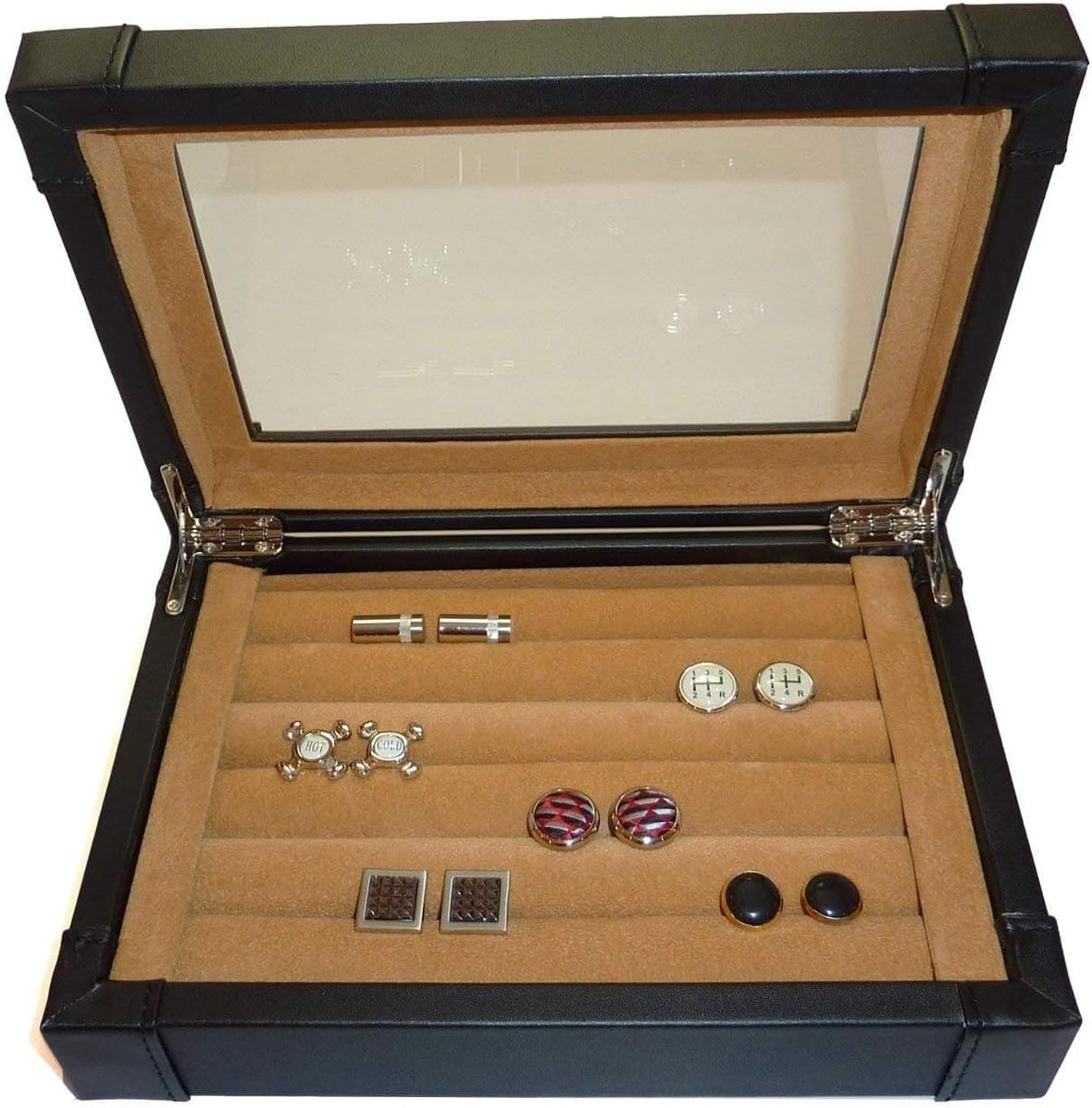 Manchetknopen Opbergdoos - Sieraden Organizer - Juwelen Beschermen - Vijf Compartimenten - 680 Gram - Zwart
