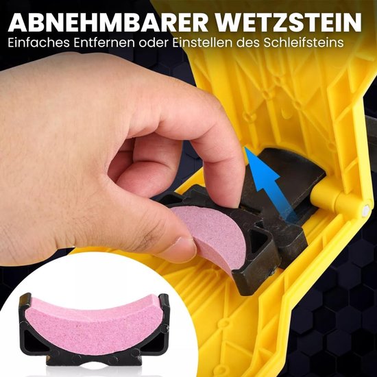Kettingslijper - Voor alle soorten kettingzagen en elektrische zagen - Kettingzaagslijpers - Kettingzaag slijper - 22x14x4cm - Tanden Slijper - Slijper vijltafel - Geel — afbeelding 4