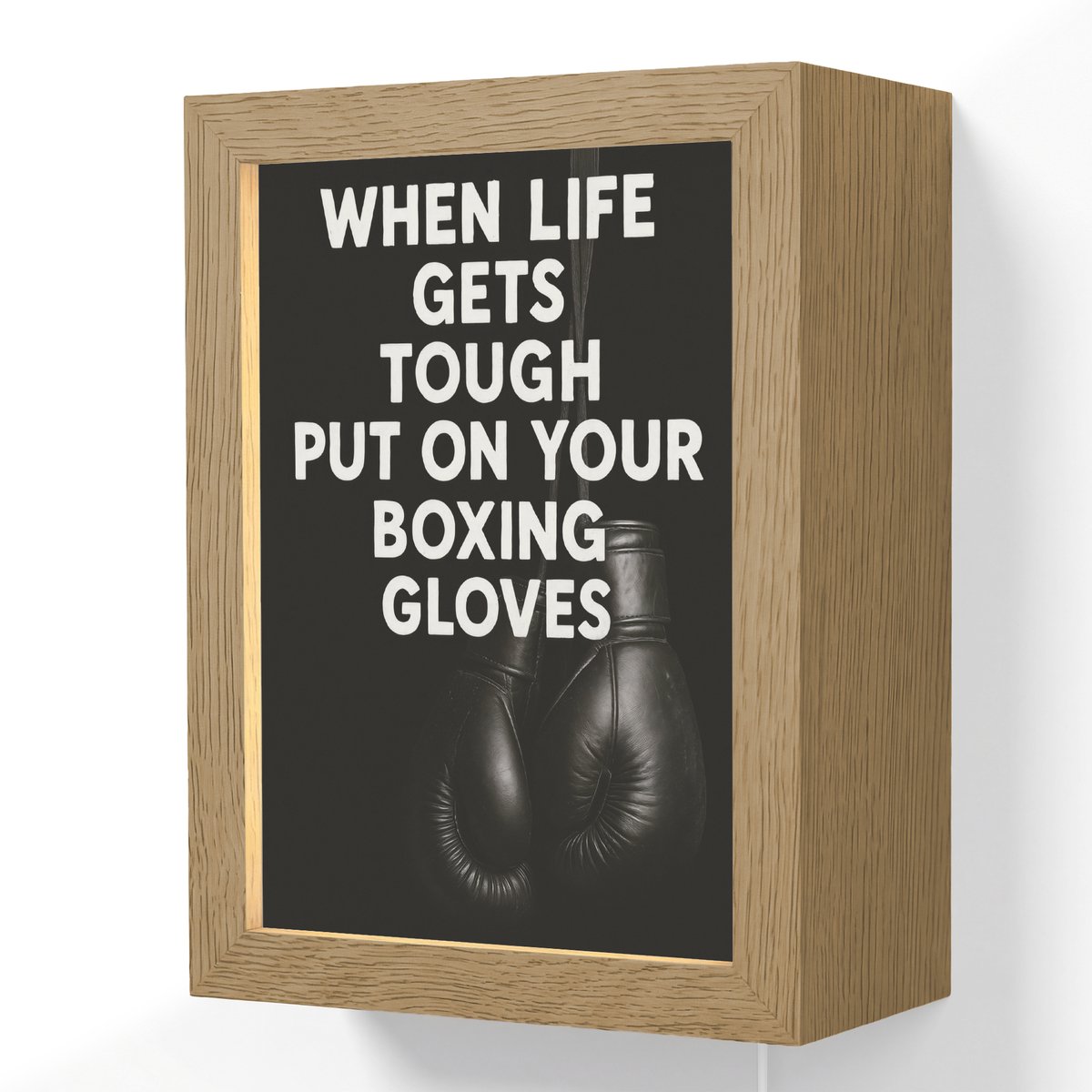 Wandlamp 15x20 cm - Oplaadbaar - Tekst - Bokshandschoenen - Wit - Wandlampen binnen woonka
