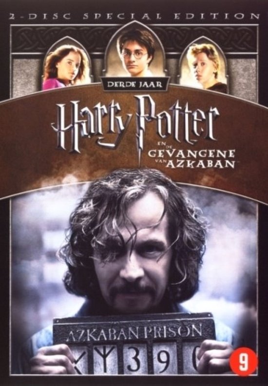2-disc special edition van Harry Potter en de Gevangene van Azkaban, met Sirius Black die een bord van Azkaban Prison vasthoudt.