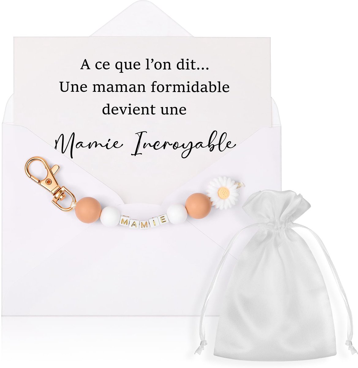 Cadeauset voor Oma - Sleutelhanger met Graven Text - Inclusief Wenskaart en Cadeauzakje