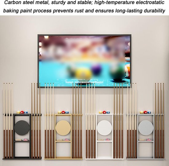 Biljartkeu Houder - Pool Keu Rek - Speelkamer Organisatie - Duurzaam Koolstofstaal - 82x85cm - Wit — afbeelding 5