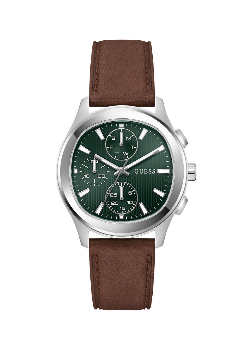 Guess Palmer Quartz Analoog Horloge Bruin Kast: 100% Roestvrij Staal | Armband: 100% Leer 40 mm GW1049G1, GW1049G2