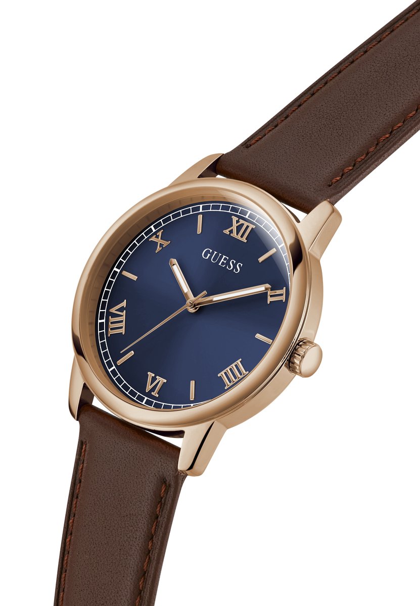 Guess Chandler Quartz Analoog Horloge Bruin Kast: 100% Roestvrij Staal | Armband: 100% Leer 40 mm GW1054G5