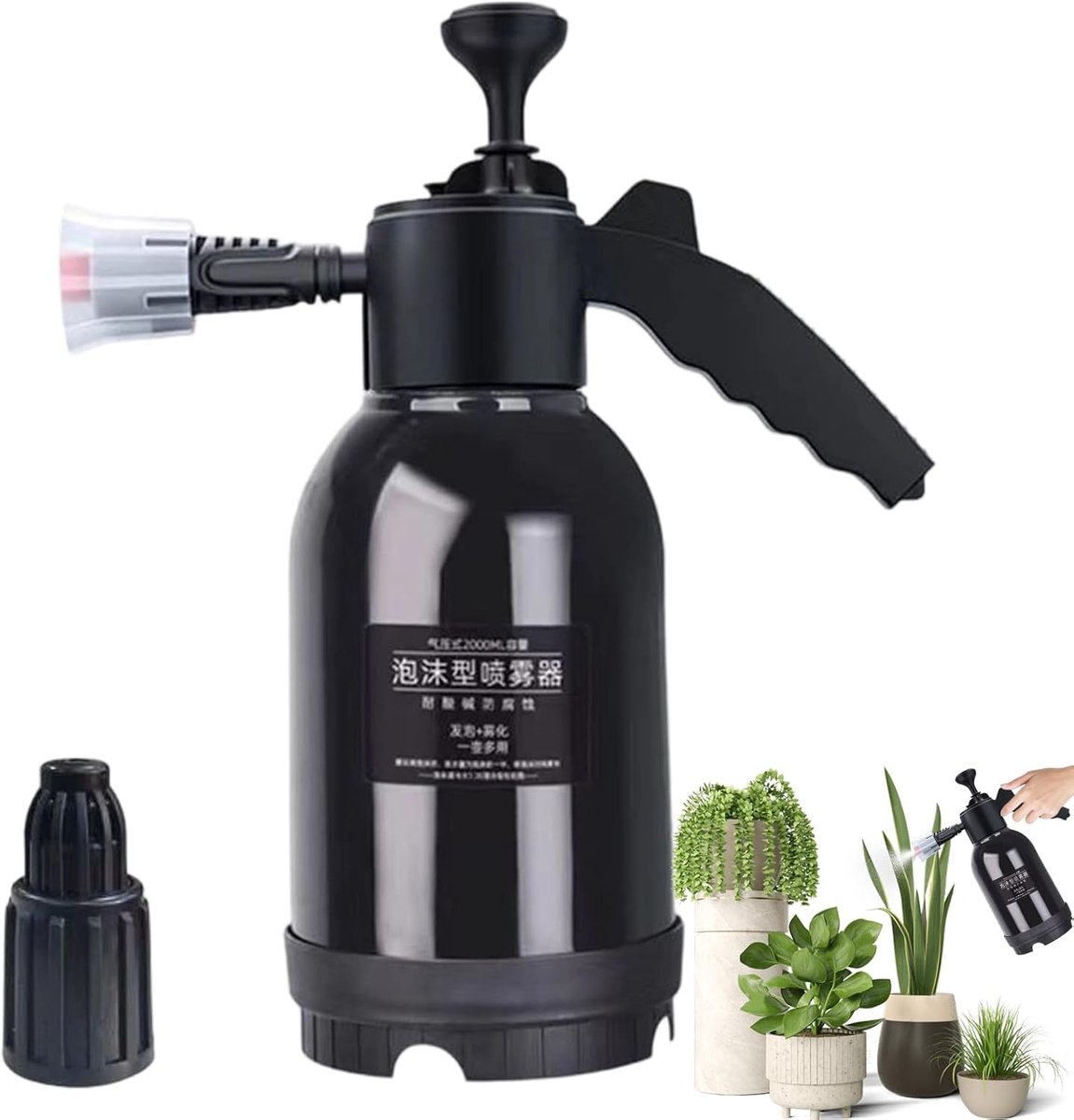 Tuin Drukspuit - Planten Besproeier - Bloemen Water Geven - Lekdicht Ontwerp - 2 Liter Capaciteit - Wit Zwart