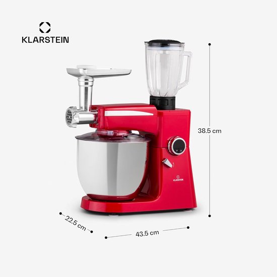Keukenmachine 3-in-1 - Mixer Deegmaker - Bakken en Koken - Krachtige 2000 Watt Motor - 10L Kom - Rood — afbeelding 3
