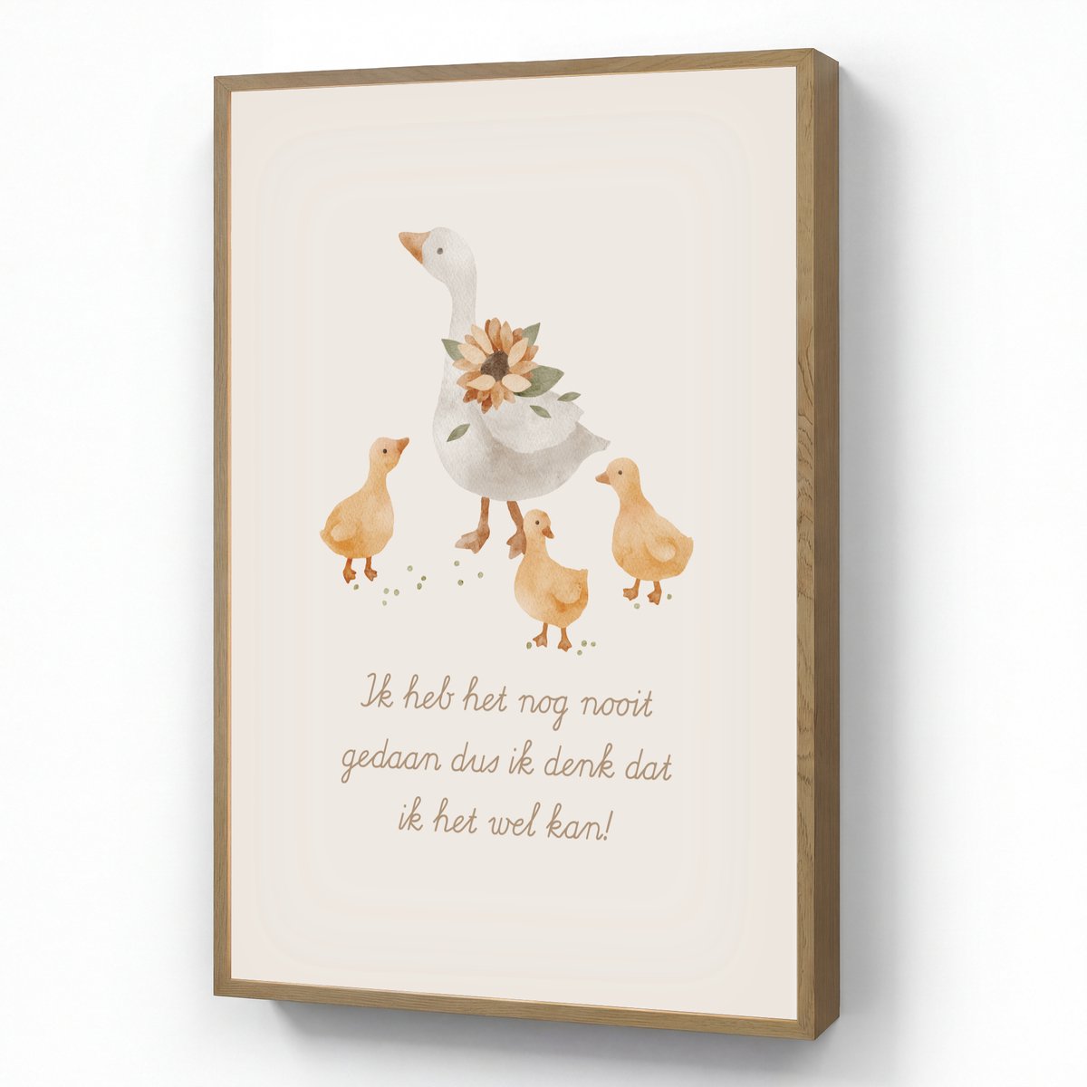 Wandlamp 60x90 cm - Oplaadbaar - Boerderij dieren - Eend - Quote - 'Ik heb het nog nooit g