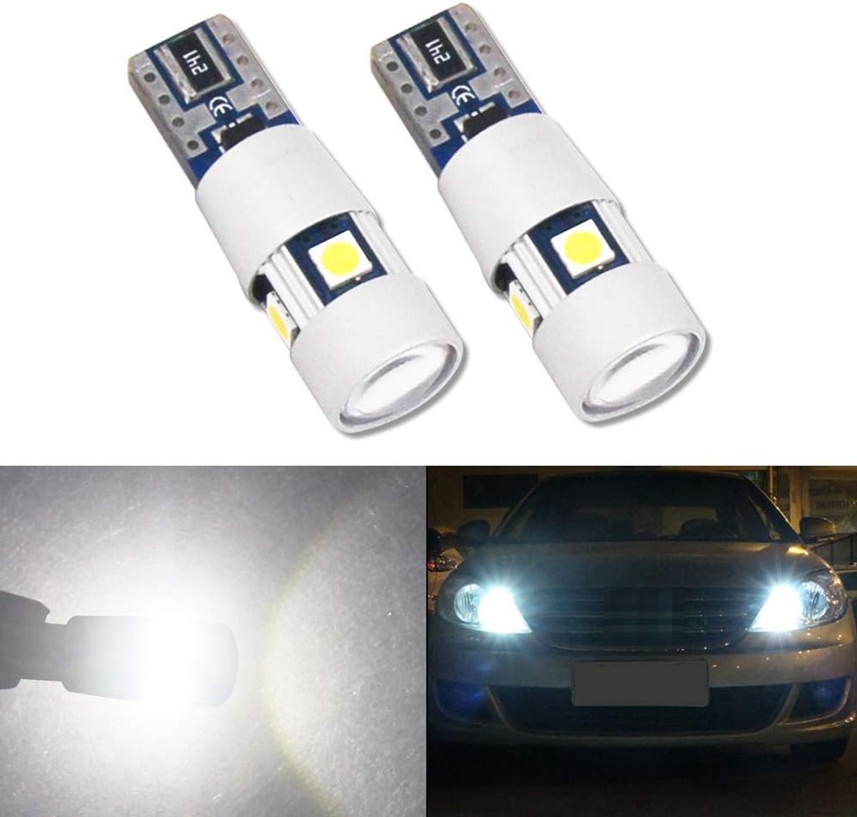 Led Lampen - Auto Verlichting - Zijlicht Achterlicht - Canbus Foutvrij - T10 W5W - Wit