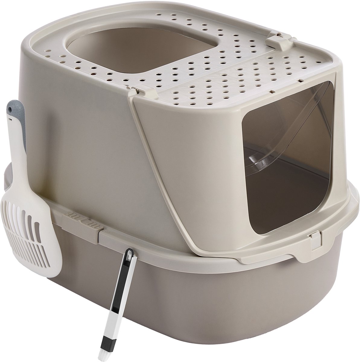 Feandrea - Kattenbak - Met Deksel - Inclusief Schep en Borstel - Voor Katten tot 15 kg