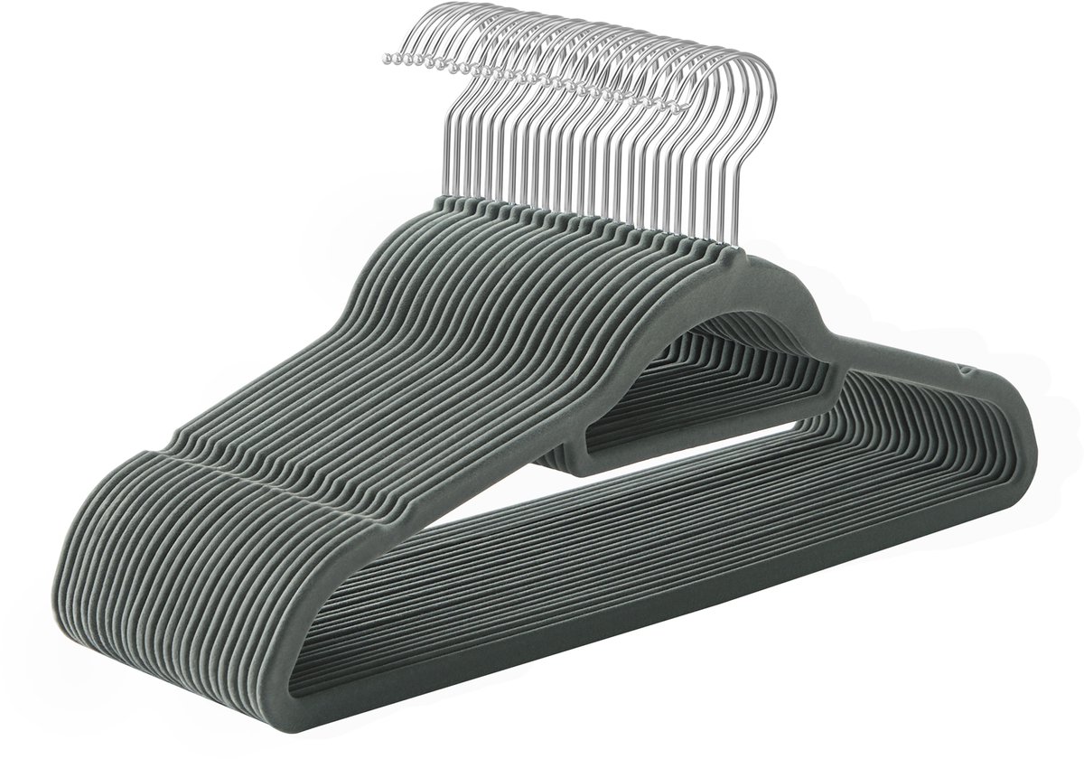 SONGMICS - Kledinghangers - Kledinghangers Set van 50 - Antislip Fluwelen Hangers - 360° Draaibare Haak - Ruimtebesparend