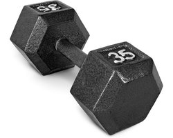 Gietijzeren Halter - Los Gewicht - Krachttraining Thuissport - Zeskantige Vorm Voorkomt Rollen - 35 Pond - Zwart