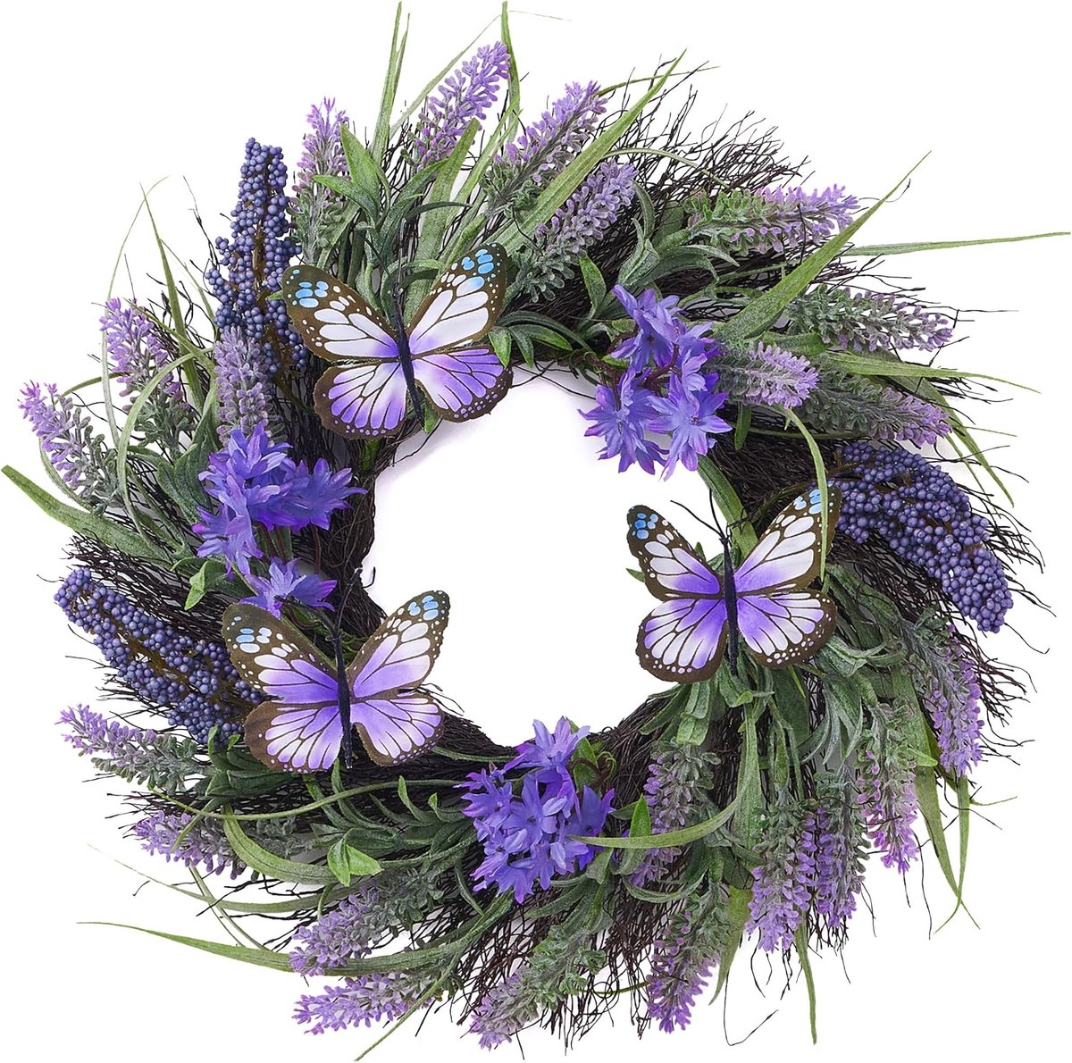 Bloemenkrans - Decoratieve krans - Huis versieren - Origineel design - 36 cm - Lila