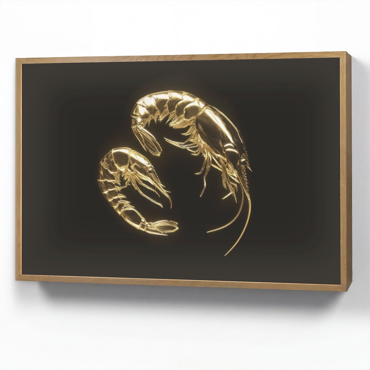 Wandlamp 100x70 cm - Oplaadbaar - Garnalen - Zwart - Goud - Dieren - Wandlampen binnen woo