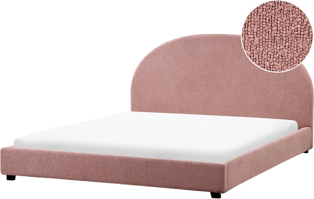 Beliani VAUCLUSE - Waterbed - Pastelroze - 180 x 200 cm - Bouclé