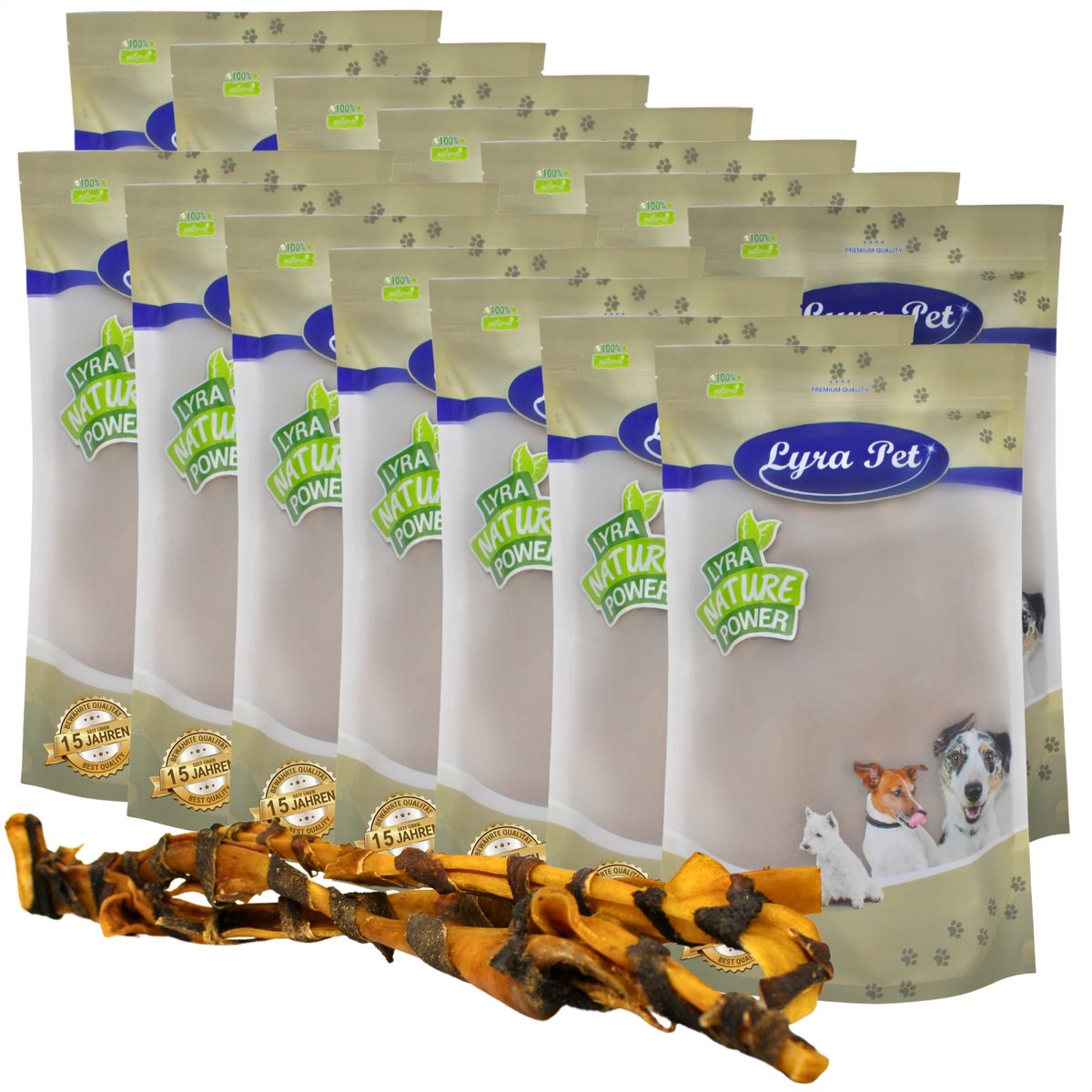 20 stuks Lyra Pet® XXL runderkophuidstokken met pens, ca. 70 cm