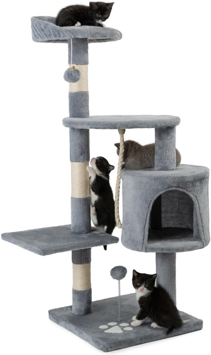 RONN® Krabpaal Voor Zware Katten – Grote & Stevige Krabpaal - Krabpaal Voor Grote Katten - Lichtgrijs - 40cm x 60cm x 112cm