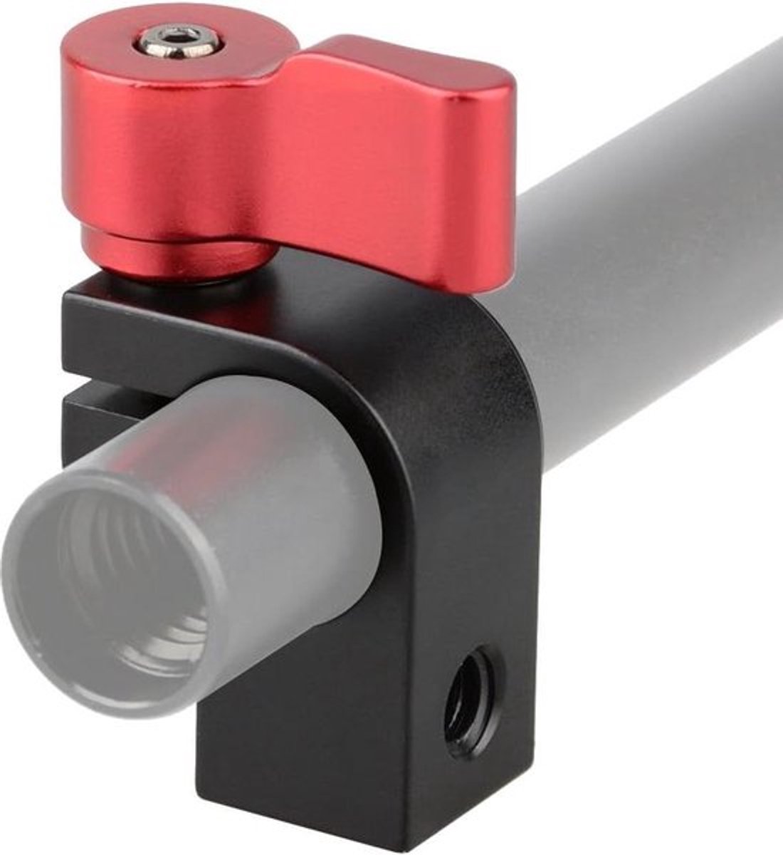 Enkele Rod Clamp met Twee 1/4"-20 Schroefgat voor DSLR Camera Rail Systeem - 15 mm Diameter - Metaal .
