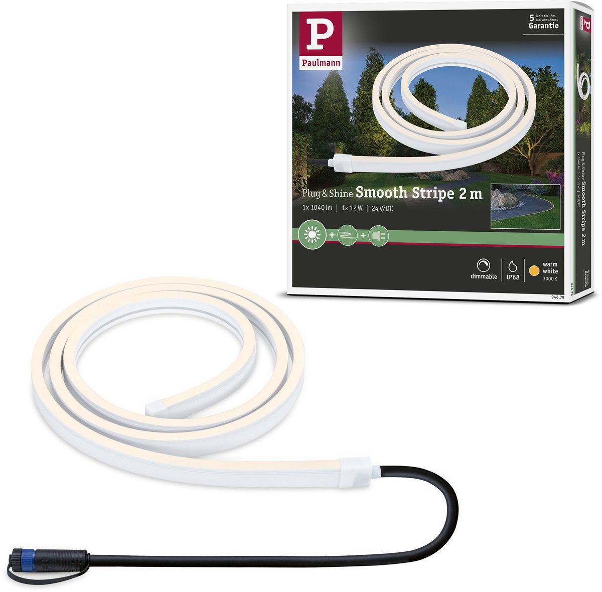 Plug & Shine LED Strip Smooth Afzonderlijke strip IP68 3000K 12W Wit