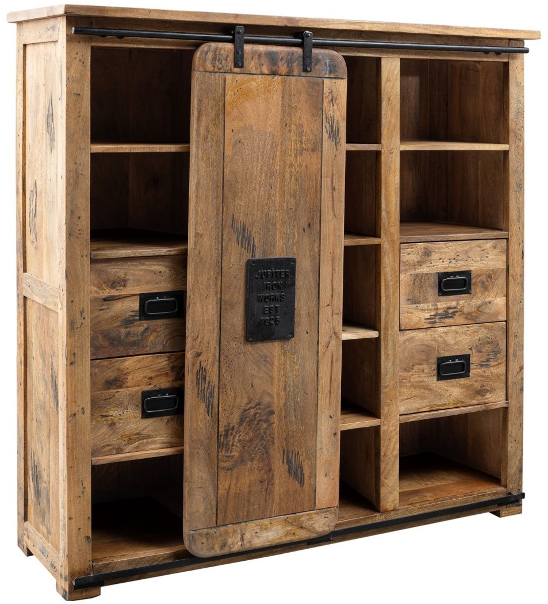 MASSIVMOEBEL24.DE mango highboard blank 142x45x147 (BxTxH) gelakt gemonteerd RAILWAY volledig massief #162