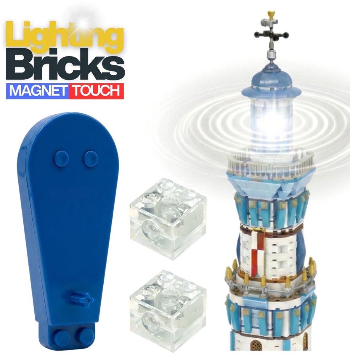 Xainy MS04 Magnetisch Touch Verlichtingsset kubus | Elementensplitser seperator tool | Speelgoed lampjes op batterijen | Technic bouwblokken verlichting geschikt voor city architecture bouwsets | My bricks light geschikt voor Reobrix Pantasy
