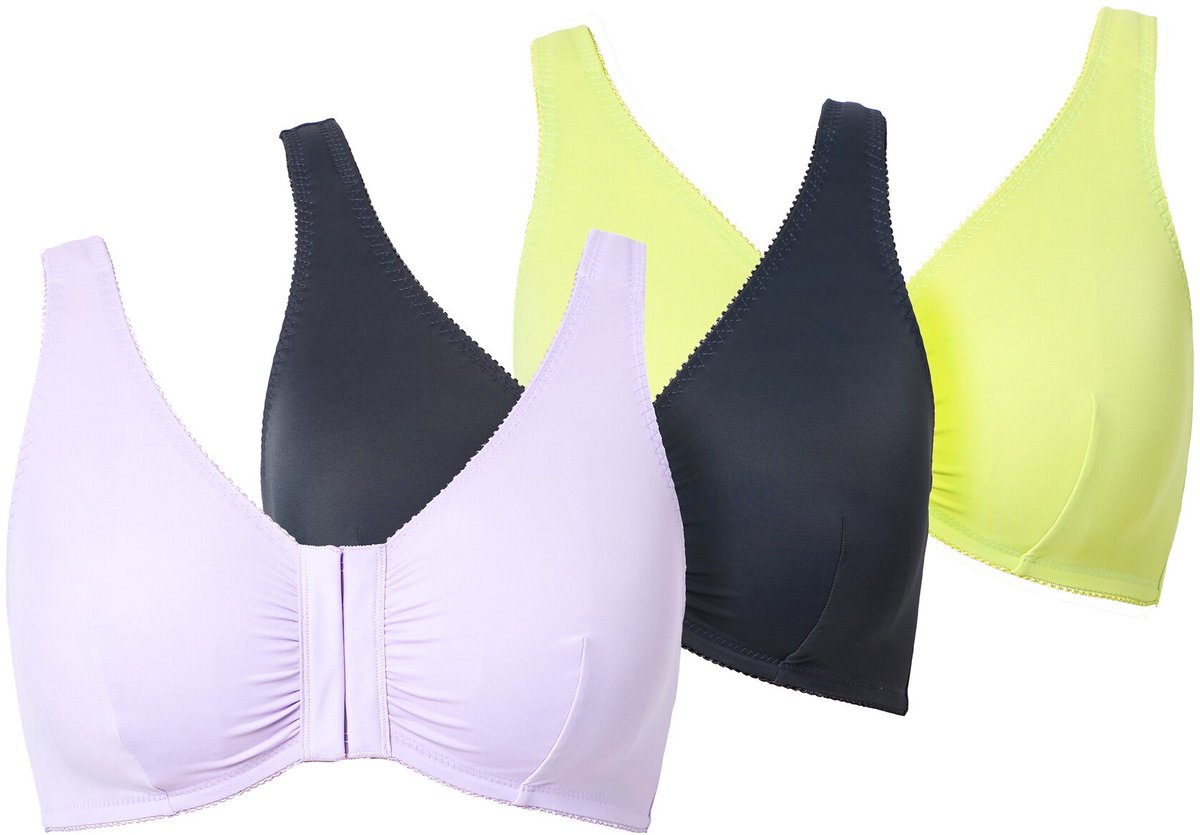 Ulla Popken Dames - Bustier set van 3 voorsluiting microvezels - Appelgroen