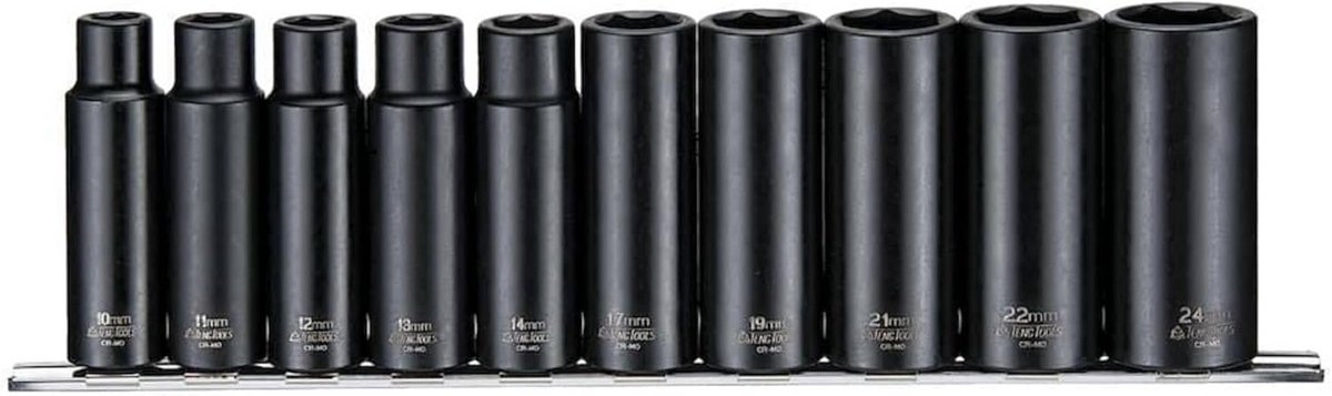 9-delige Metrische Diepe Slagdoppen Set 1/2 Inch Vierkante Aandrijving