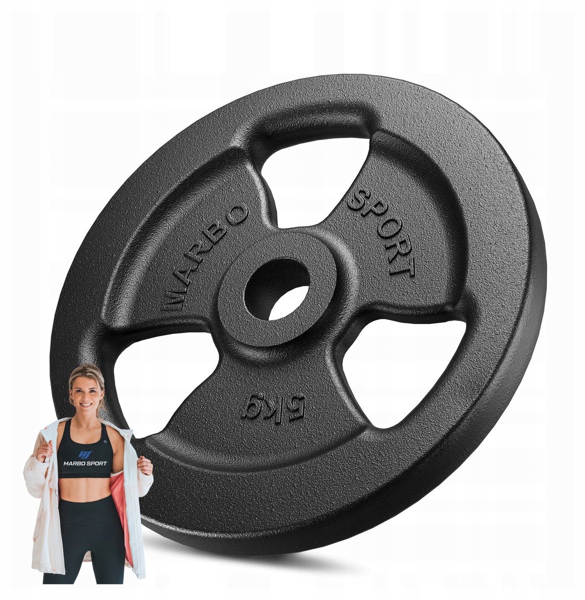 Marbo Sport - Halterschijf - Weight Plate - 5 kg - Gietijzer - Boring 31 mm - Voor krachttraining en thuisgym en Home Gym - Zwart
