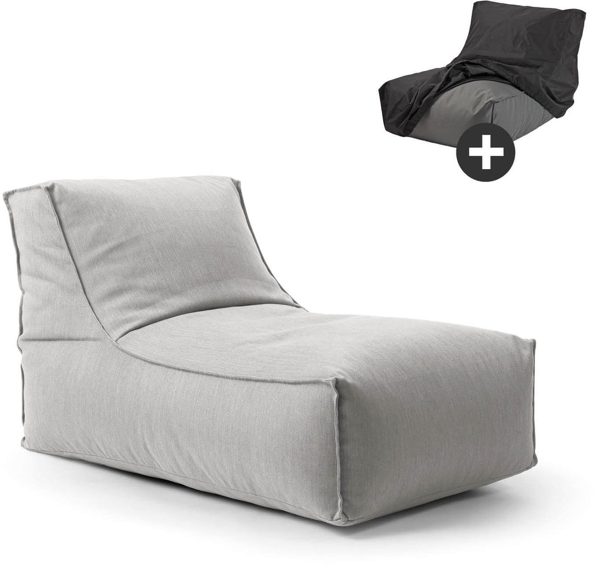 mokebo Outdoor Zitzak voor kinderen & volwassenen 'Der Sundowner', Bean Bag met vulling of vloerkussen voor indoor & outdoor, ook als ligkussen oder relaxstoel in Lichtgrijs
