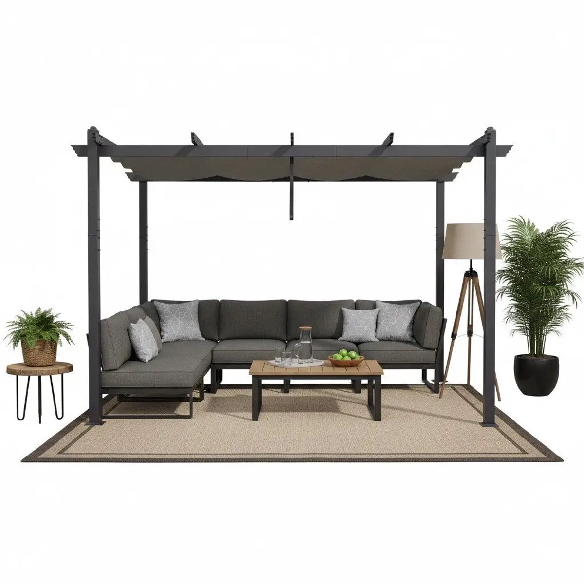 PURPLE LEAF Pergola – Stevig Aluminium Frame – Verstelbaar Zonnedak – UV-bestendig Doek – Roestvrij en Weerbestendig