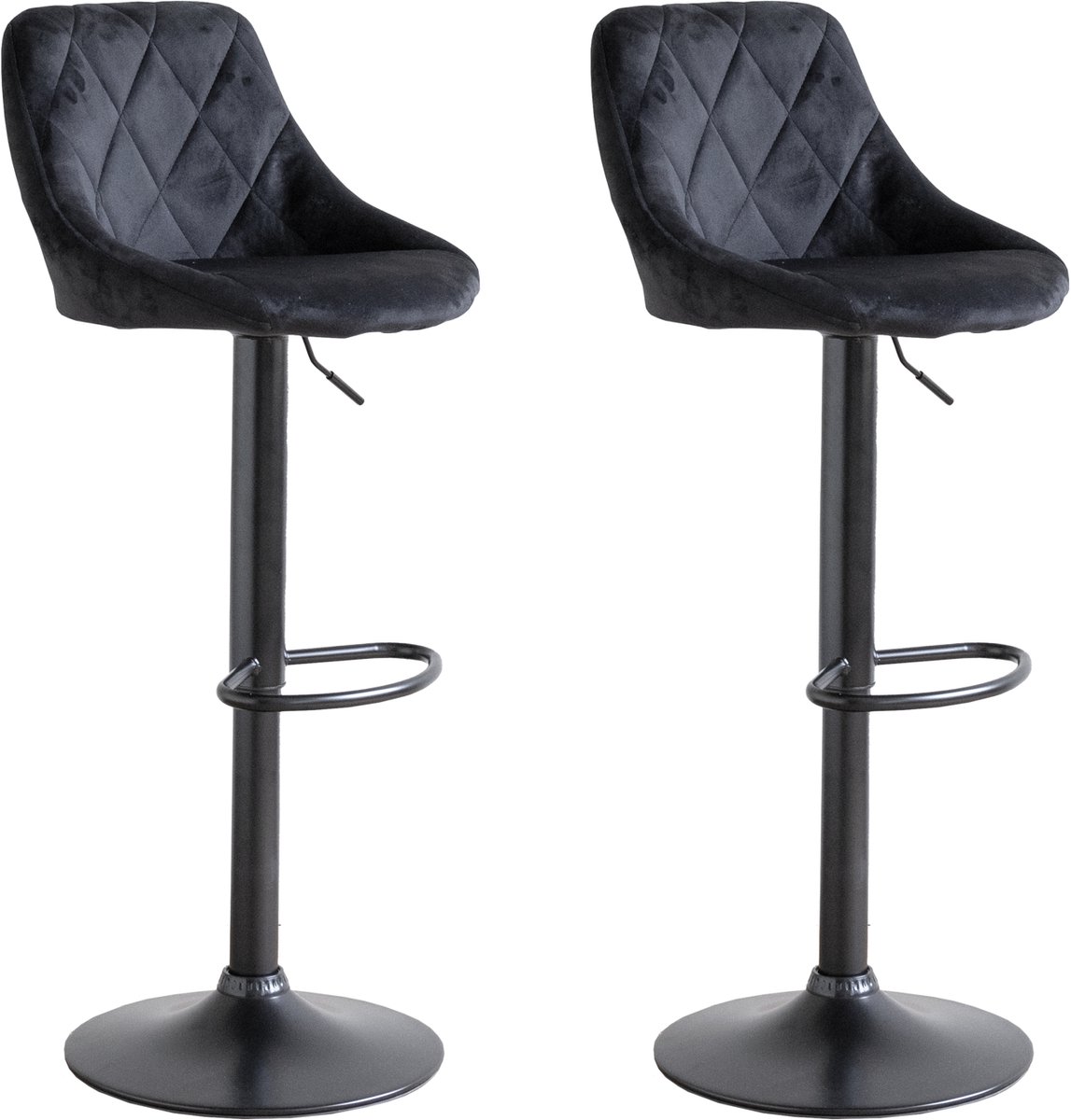 Set van 2 zwart fluwelen barkrukken ROBIN