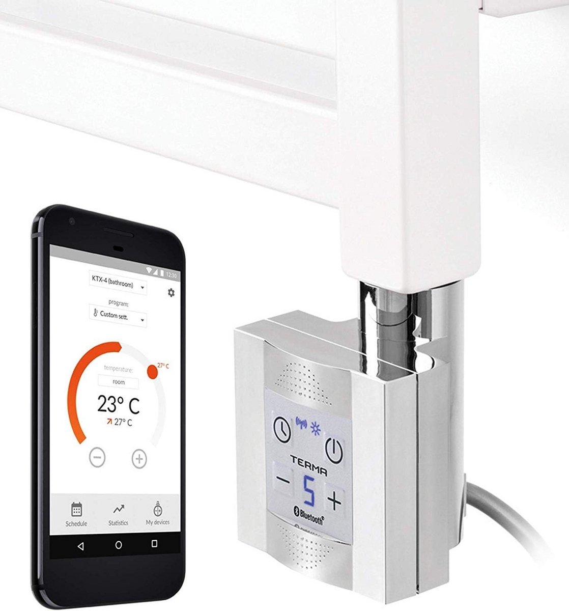 Elektrisch verwarmingselement voor handdoekradiator met app-bediening - 1000 watt, wit