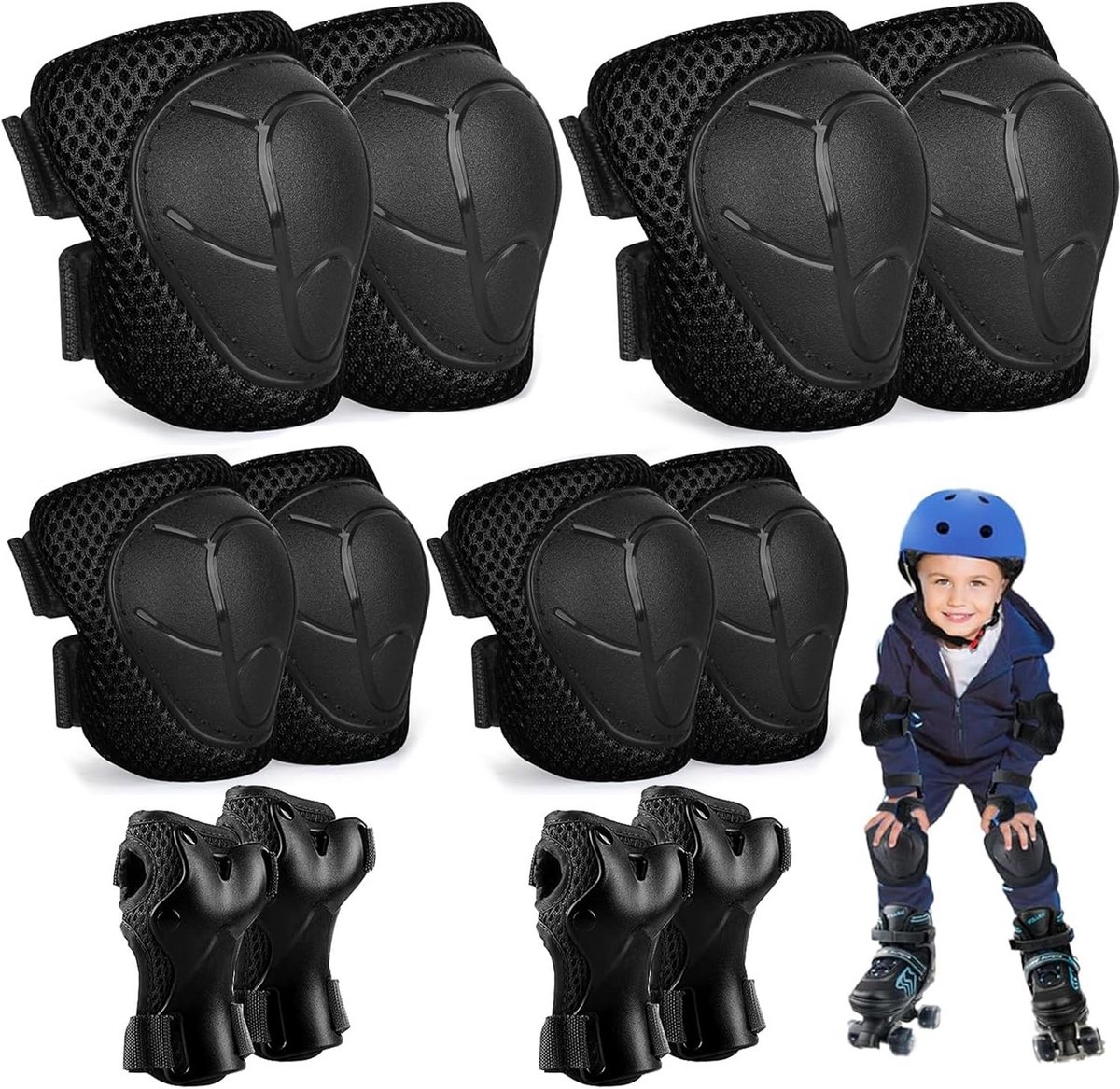 6-in-1 Beschermerset - Knie- Elleboog- en Polsbeschermers voor Skaten en Scooteren