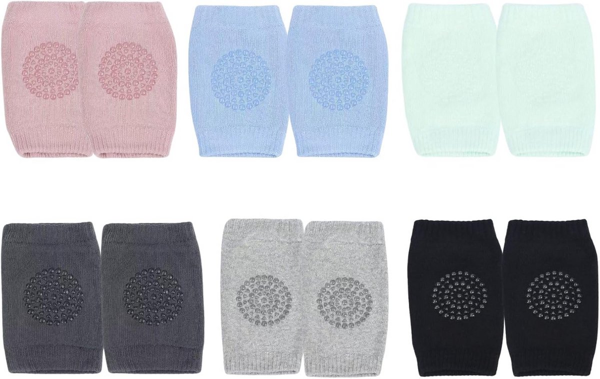6 Pack Baby Knee Pads voor Kruipende Baby's - Antislip Kniebeschermers voor Peuters, Meerkleurig, One Size