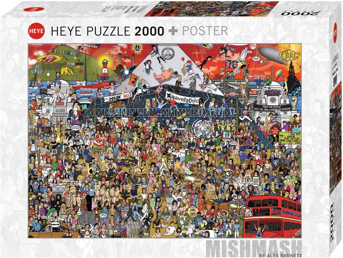 Muziekgeschiedenis Puzzel 2000 Stukjes - Iconische Helden Verzamelposter