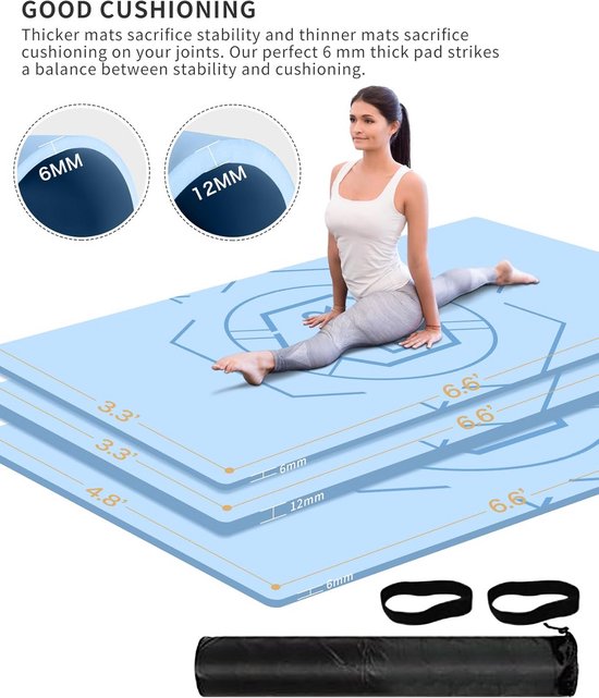 Grote extra brede trainingsmat - Antislip yogamat van 16 cm x 3 inch - Dikke oefenmat voor heren en dames — afbeelding 3
