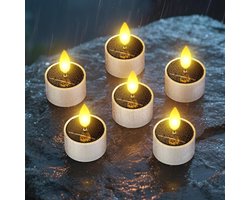 SoulBay Solar Tea Lights Outdoor Waterproof, 6 Pieces Dusk to Dawn Solar Candles Battery LED Flameless Small Tealight Candle Flickering for Patio Garden Lantern Camping Home Room