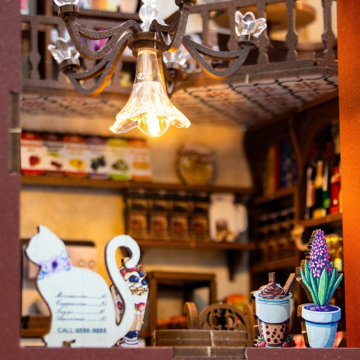 Booknook Cafe - 3D Puzzel met Handleiding - DIY - Miniatuur Modelbouw Hout Kinderen en Volwassenen - Houten bouwpakket - Assemblr