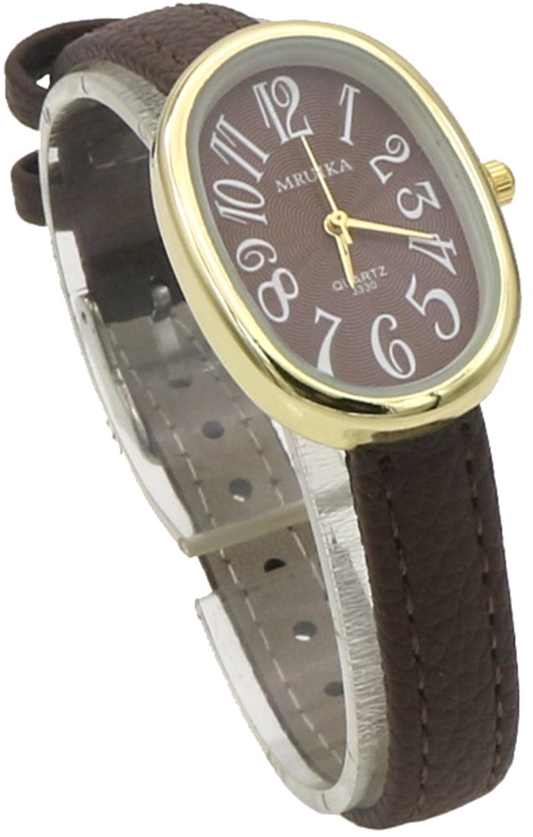 Horloge - quartz - PU band - bruin - 36x22 mm