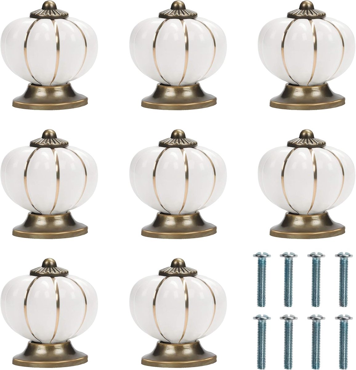 Oneay Set van 8 keramische handgrepen, retro ronde cartoon pastorale stijl, geschikt voor lades in huis, kantoor en keuken.