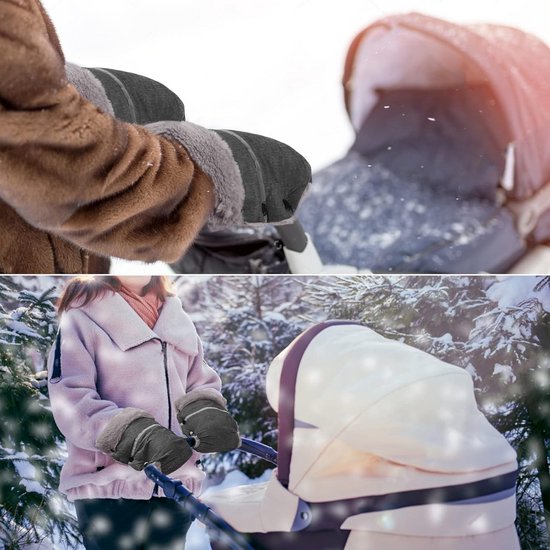 Universele Kinderwagen Handmuff - Waterdicht en Winddicht Met Fleece Voering - Grijze Handwarmer van Universele — afbeelding 4