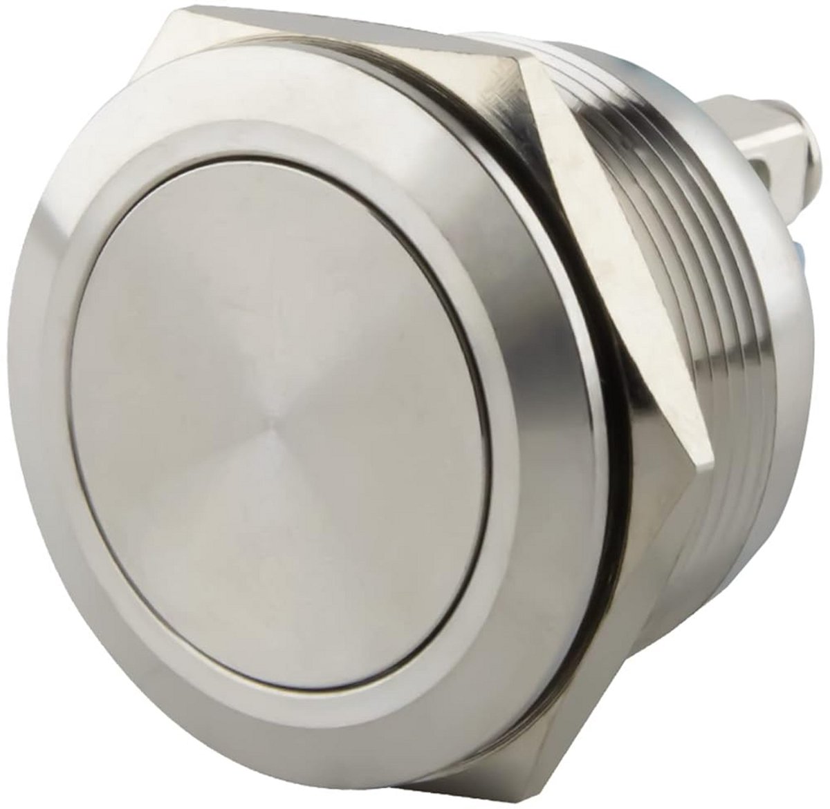 Drukknop RVS Tastend Ø25mm Platte Kop Schroefaansluiting IP65