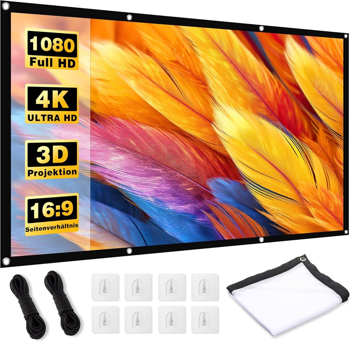 Projectiescherm 120 Inch 16:9 HD Draagbaar Vouwbaar voor Binnen en Buiten