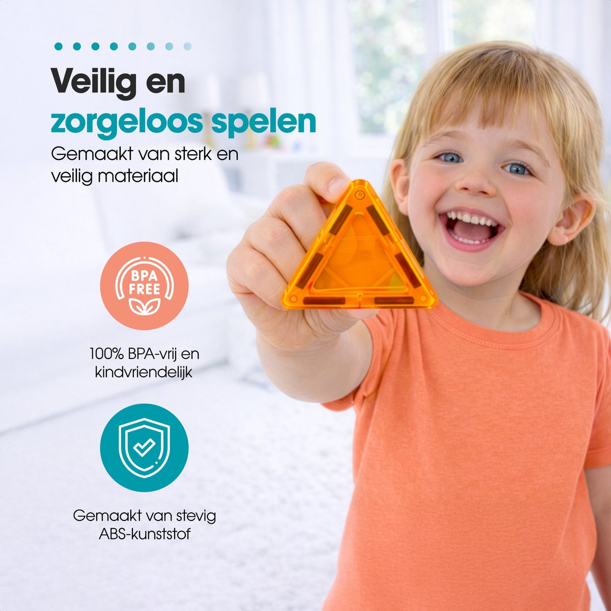 Magnetic tiles - XL 129 stuks - Magnetische tegels - Speelgoed - Magneet tegels - Montessori - Bouwstenen - Travel set - Constructiespeelgoed - Met 4 magna poppetjes — afbeelding 9