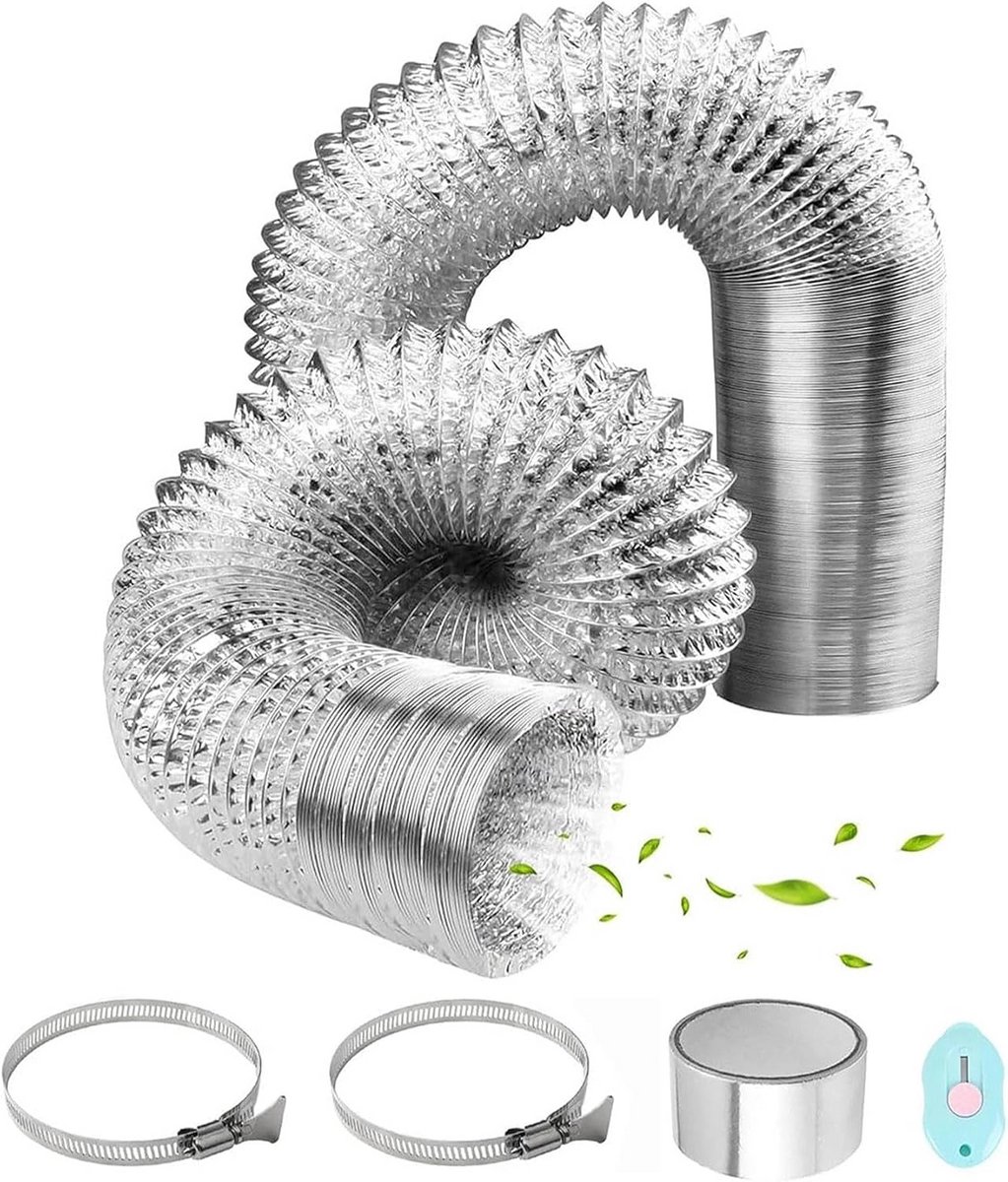Flexibele Afvoerslang 100mm Lengte 3m PVC en Aluminium voor Ventilatie en Afzuiging
